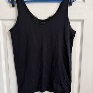 Nordstrom Black Lace-Trim Scoop Neck Tank